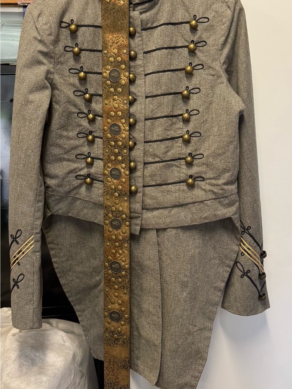 Ralph Lauren Women's Gray Military-Inspired Blazer with Brass Accents size M